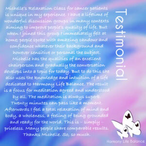 The testimonial from within the blog with flowing blue and pink swirling coloured background